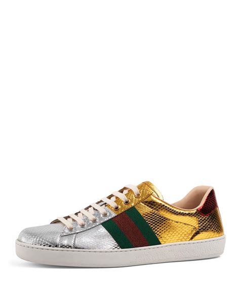 unisex gucci sneakers|gucci ace metallic snakeskin sneakers.